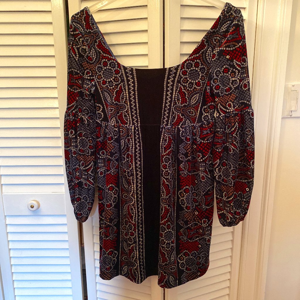 Free People Tunic/Dress Blue With Wide Collar, M
